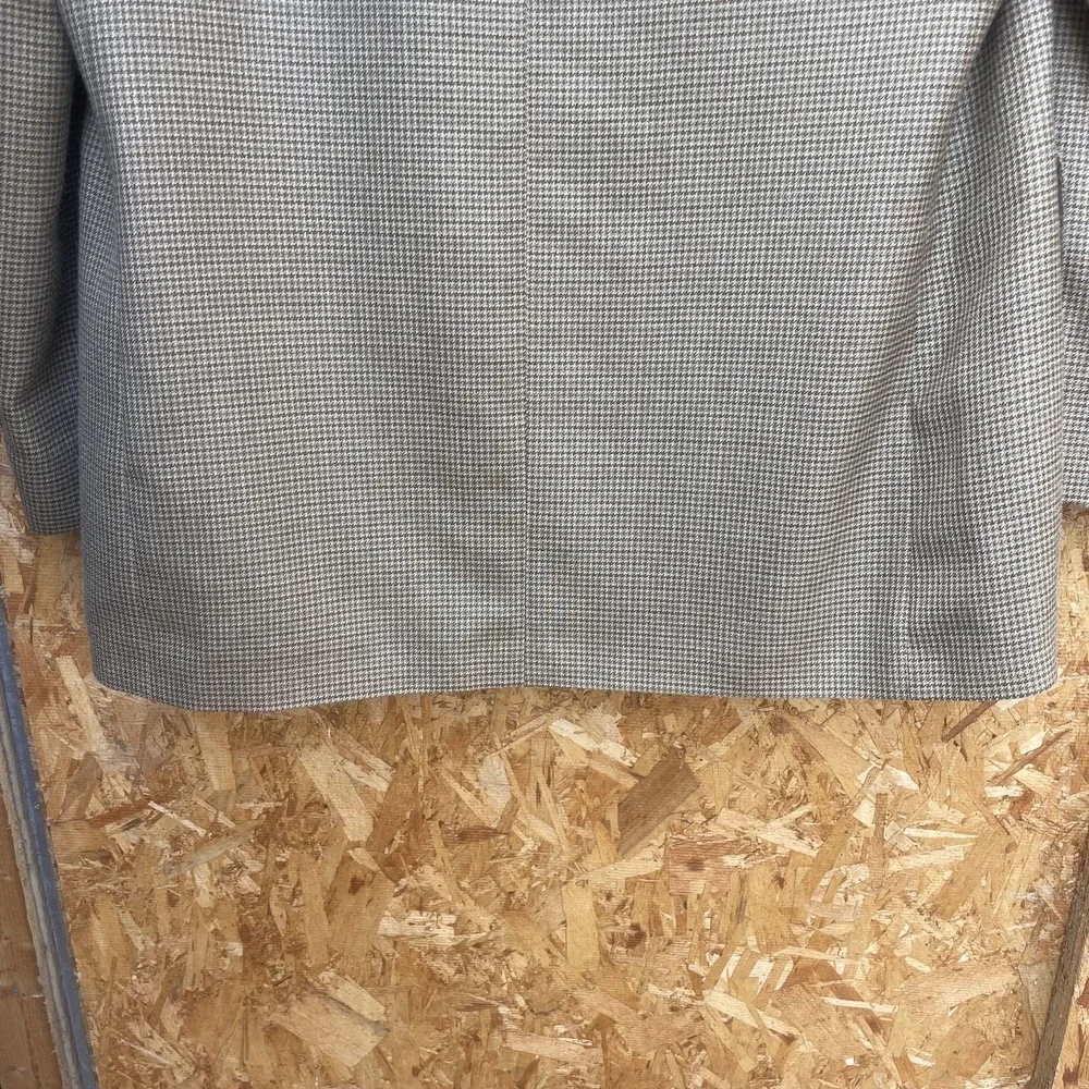 Oscar De La Renta Wool Silk Suit Jacket Blazer Mens Size 42R Brown Houndstooth